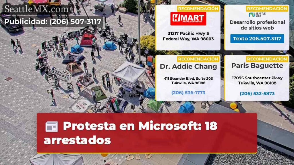 Protesta en Microsoft: 18 arrestados