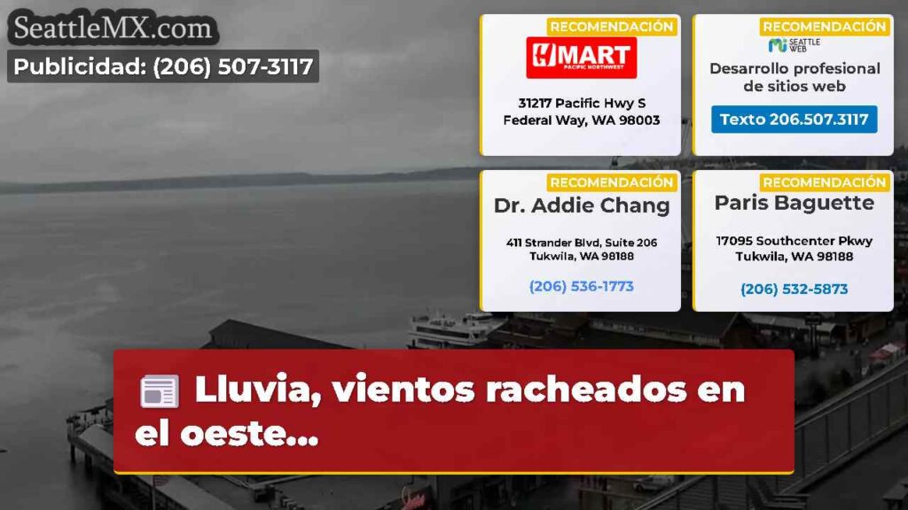 Lluvia, vientos racheados en el oeste...