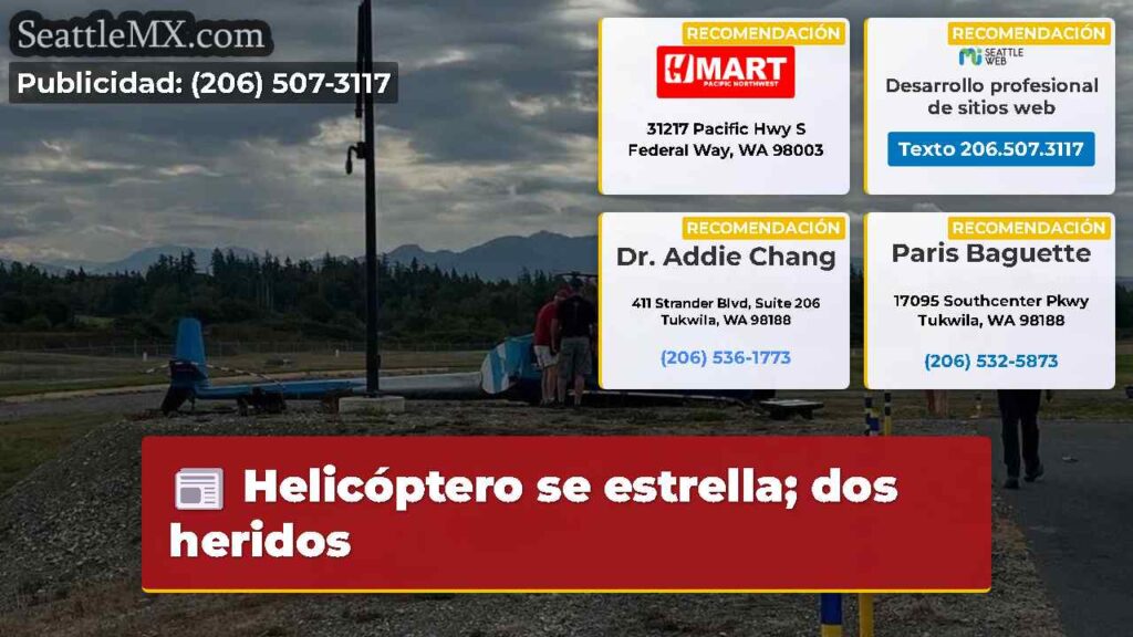 Helicóptero se estrella; dos heridos
