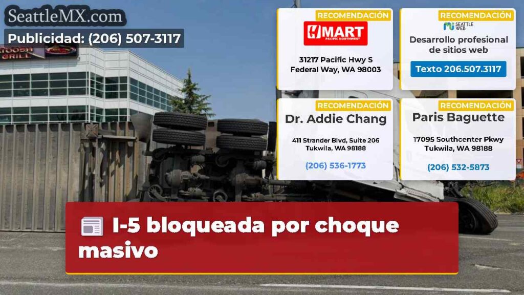 I-5 bloqueada por choque masivo