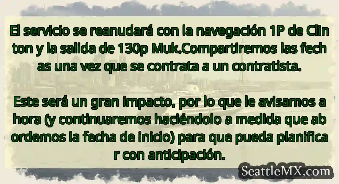 El servicio se reanudará con la navegación 1P de
