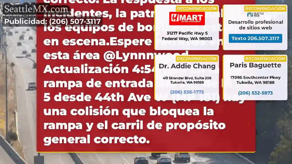 ACTUALIZACIÓN: En la rampa SB I-5 de 44th Ave W