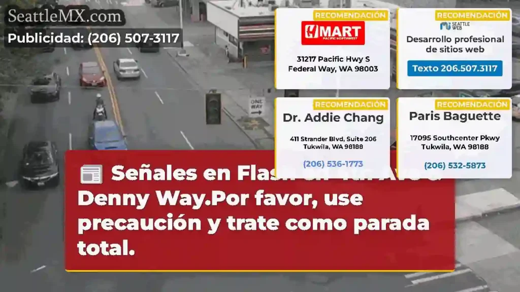Señales en Flash en 4th Ave & Denny Way.Por