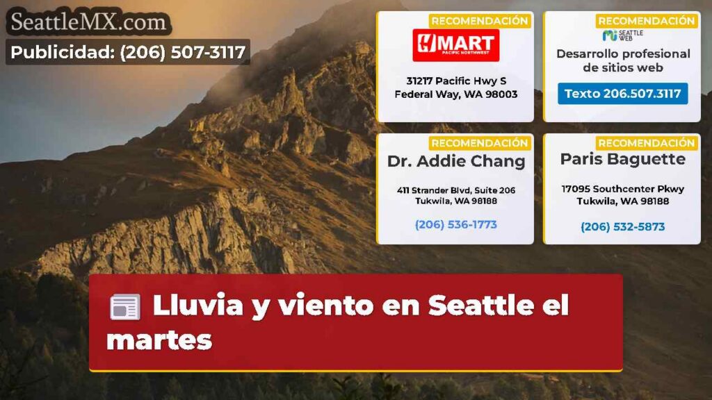 Lluvia y viento en Seattle el martes