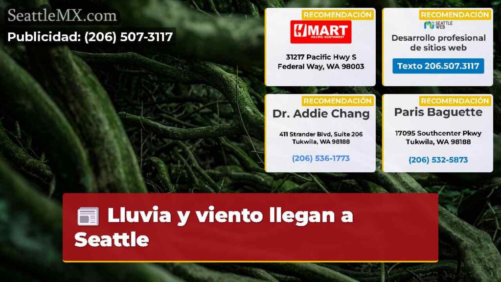 Lluvia y viento llegan a Seattle