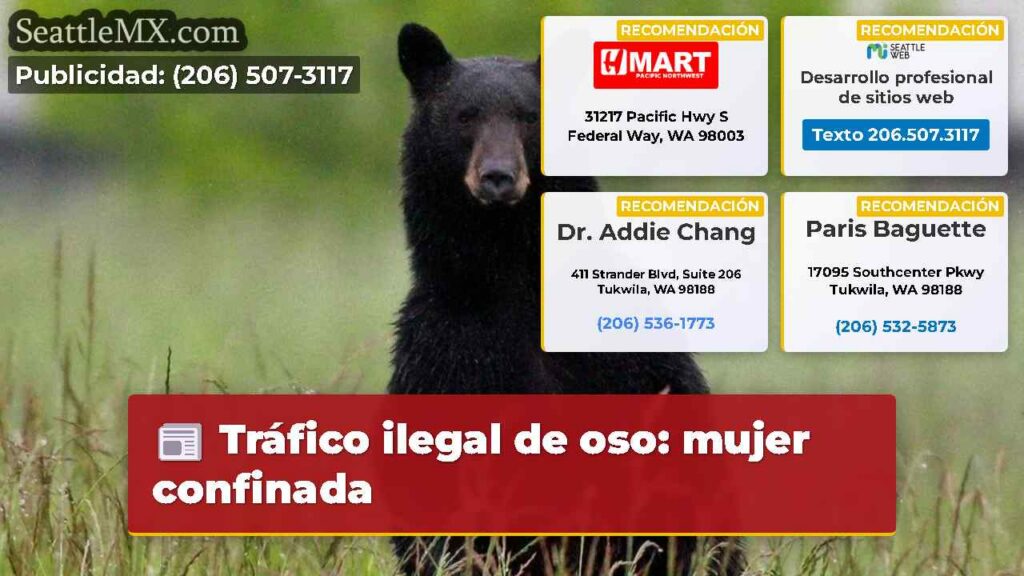 Tráfico ilegal de oso: mujer confinada