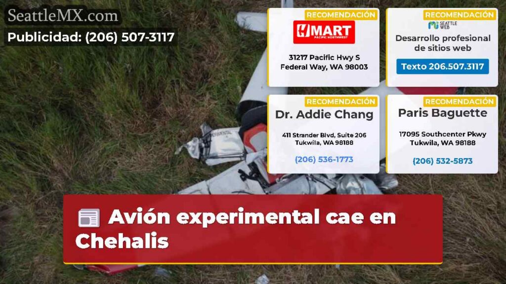 Avión experimental cae en Chehalis