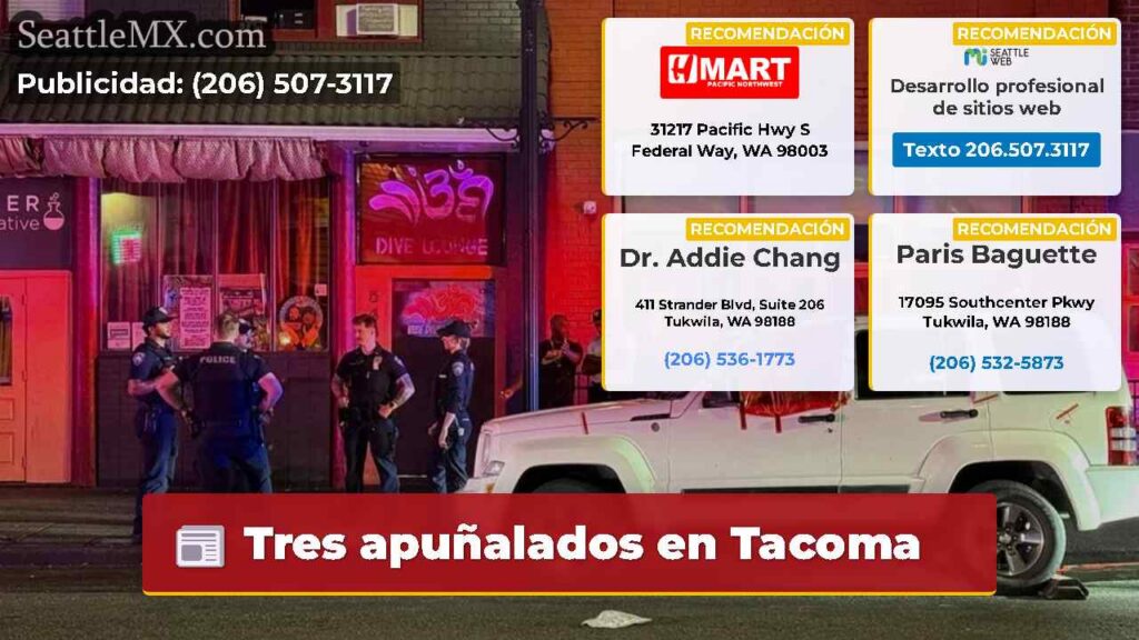 Tres apuñalados en Tacoma