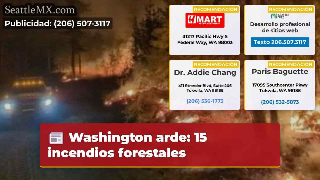 Washington arde: 15 incendios forestales
