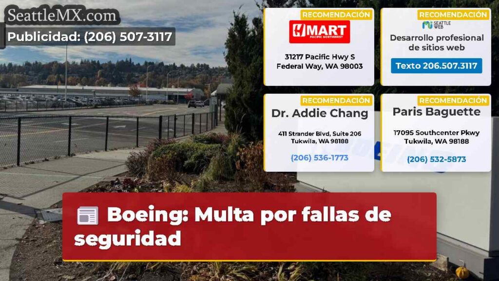 Boeing: Multa por fallas de seguridad