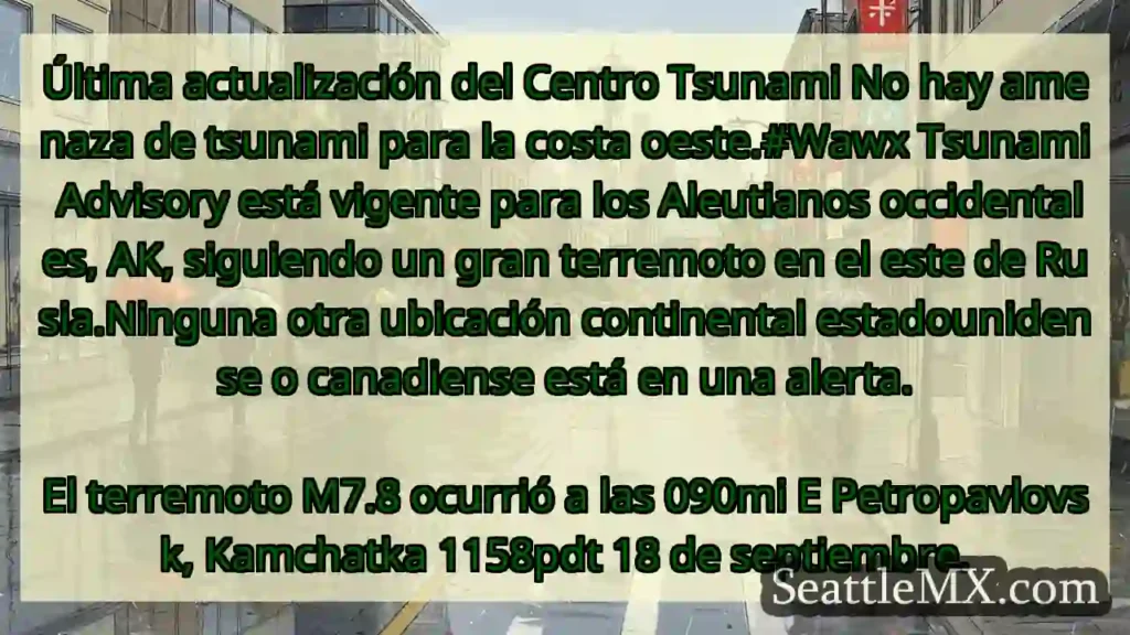 Última actualización del Centro Tsunami No hay