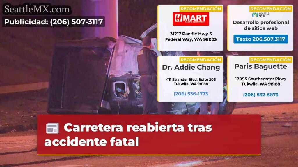 Carretera reabierta tras accidente fatal