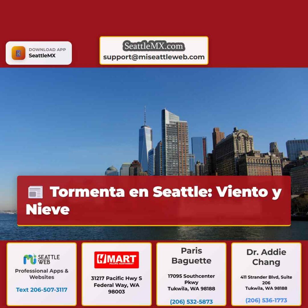 Tormenta en Seattle: Viento y Nieve