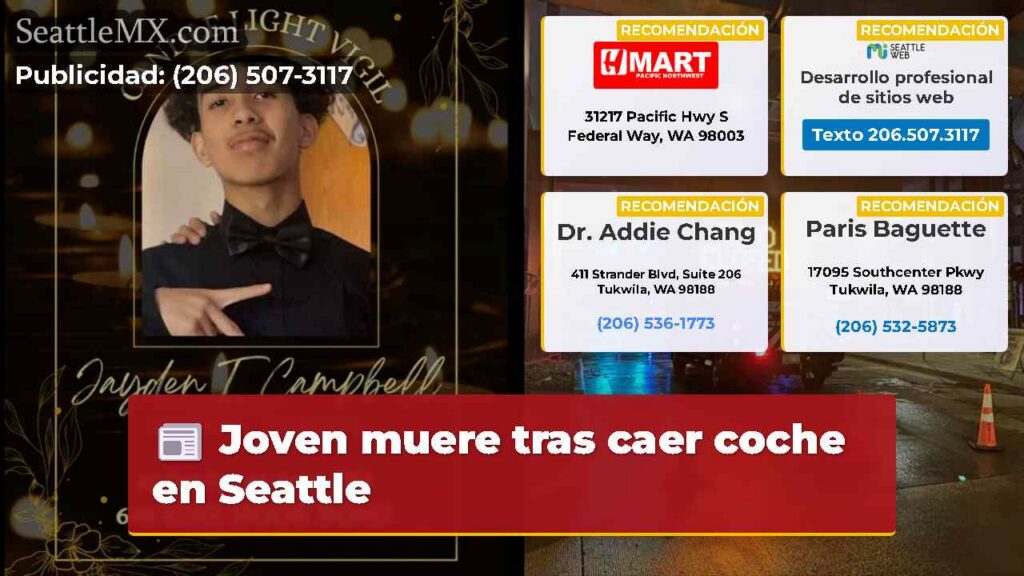 Joven muere tras caer coche en Seattle
