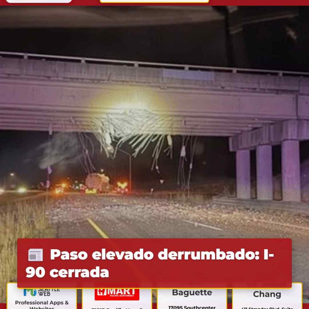 Paso elevado derrumbado: I-90 cerrada