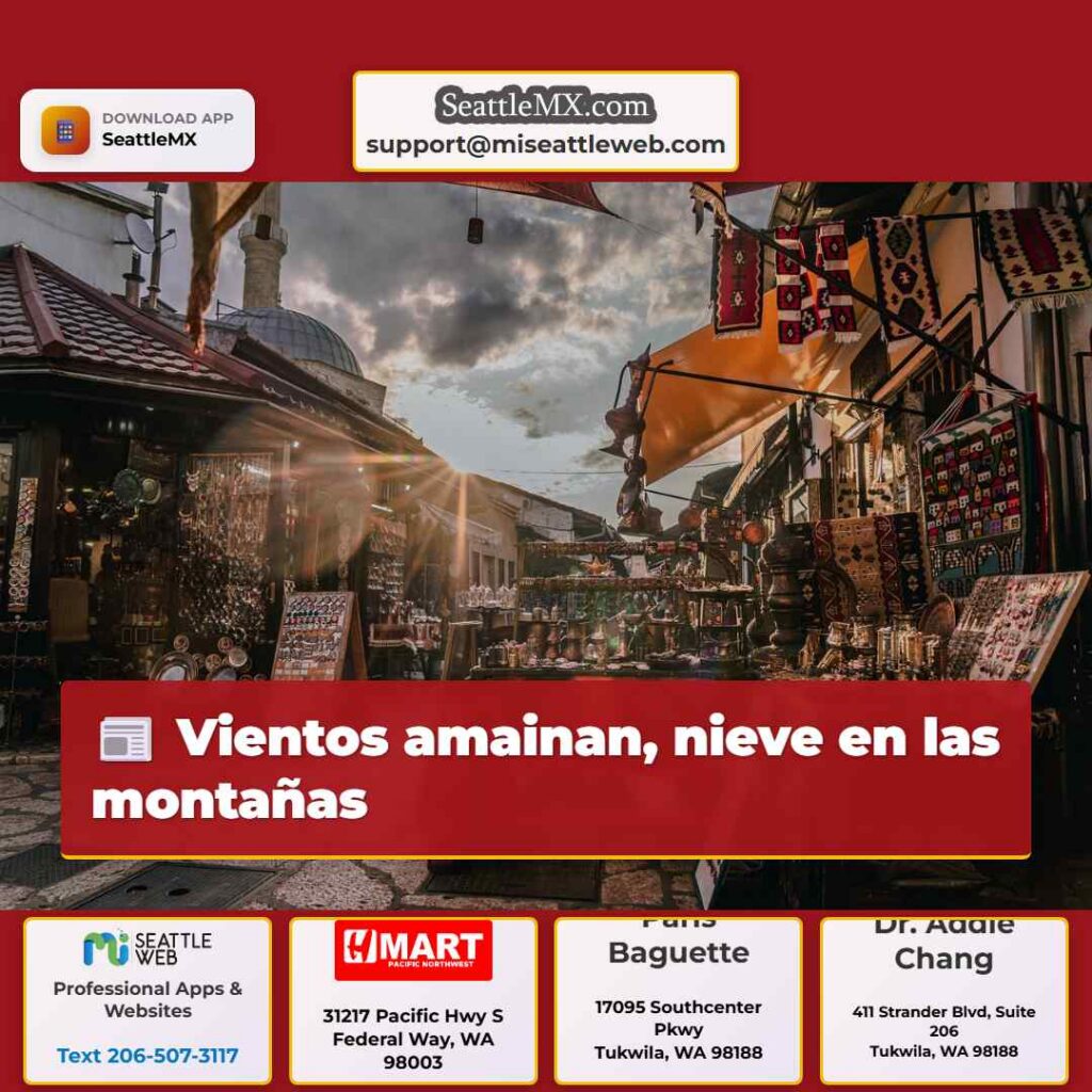 Vientos amainan, nieve en las montañas