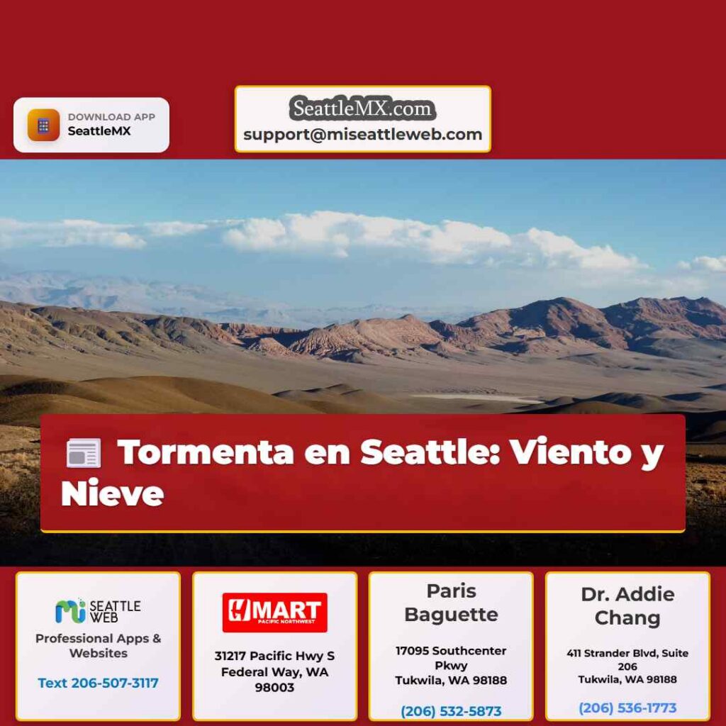 Tormenta en Seattle: Viento y Nieve