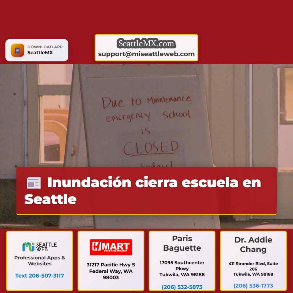 Inundación cierra escuela en Seattle