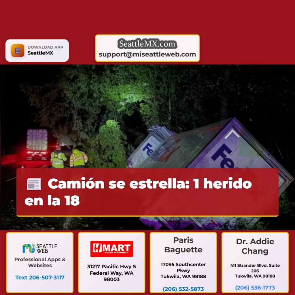 Camión se estrella: 1 herido en la 18
