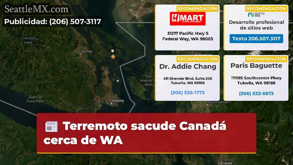Terremoto sacude Canadá cerca de WA