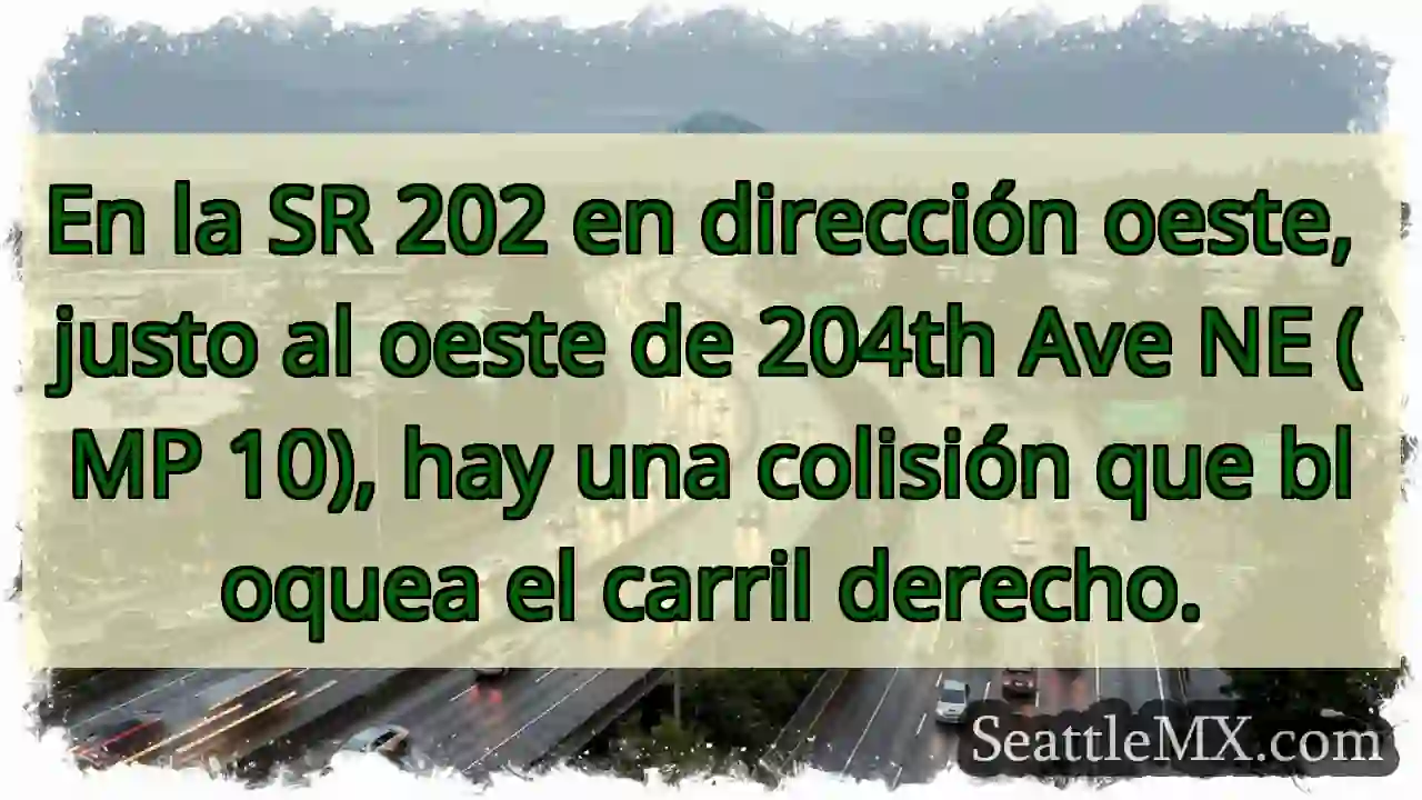 En la SR 202 en dirección oeste, justo al oeste