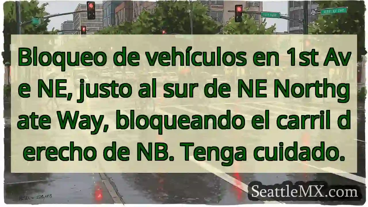 Noticias de transporte de Seattle 2 Bloqueo de vehículos en 1st Ave NE, justo al sur