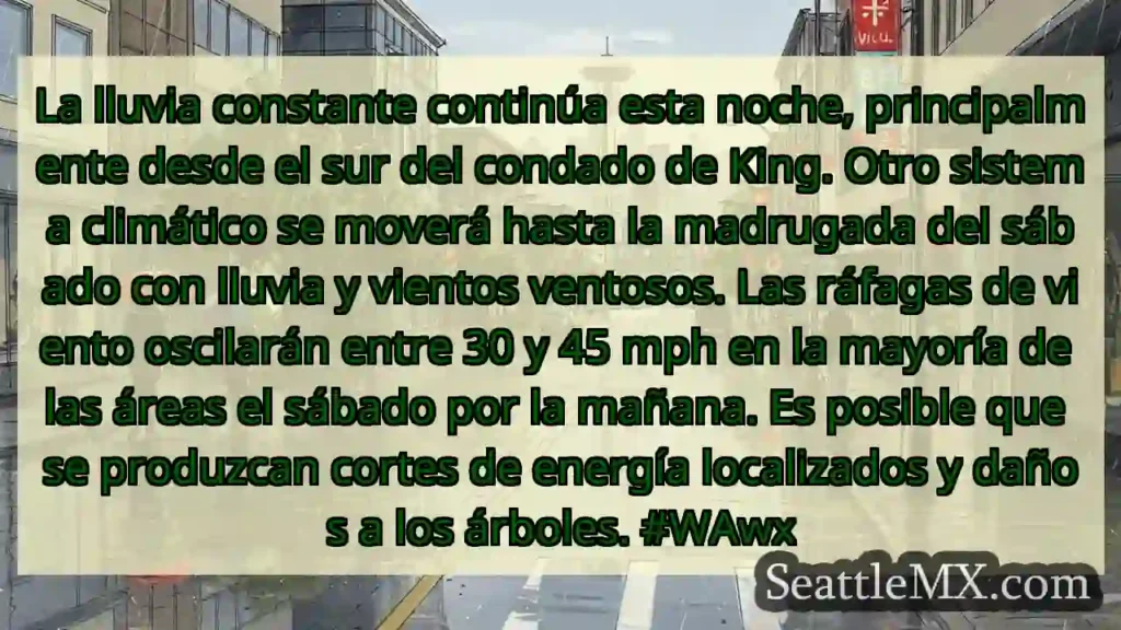 La lluvia constante continúa esta noche,