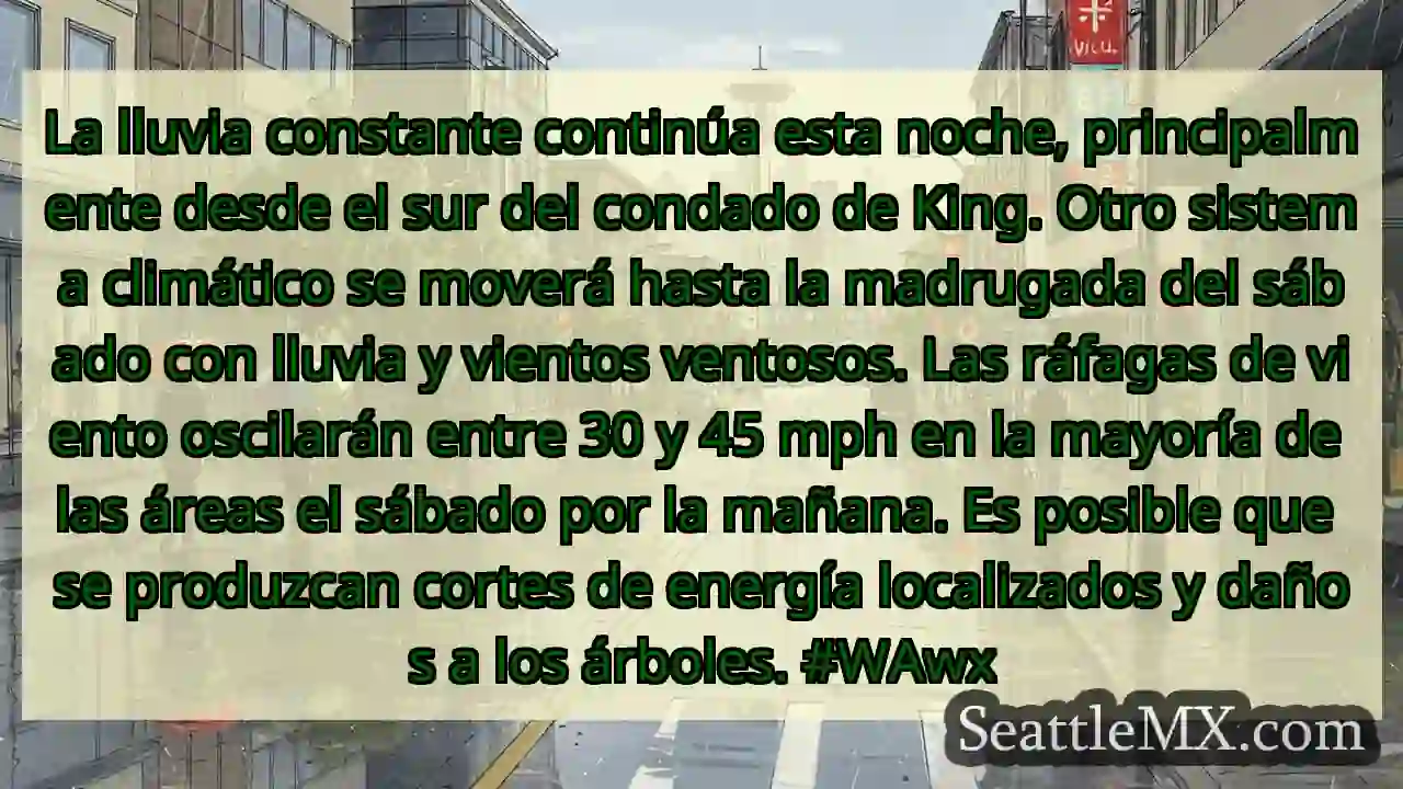 La lluvia constante continúa esta noche,