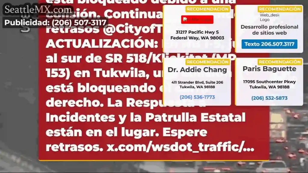ACTUALIZACIÓN #2: En NB I-5, justo al sur de SR