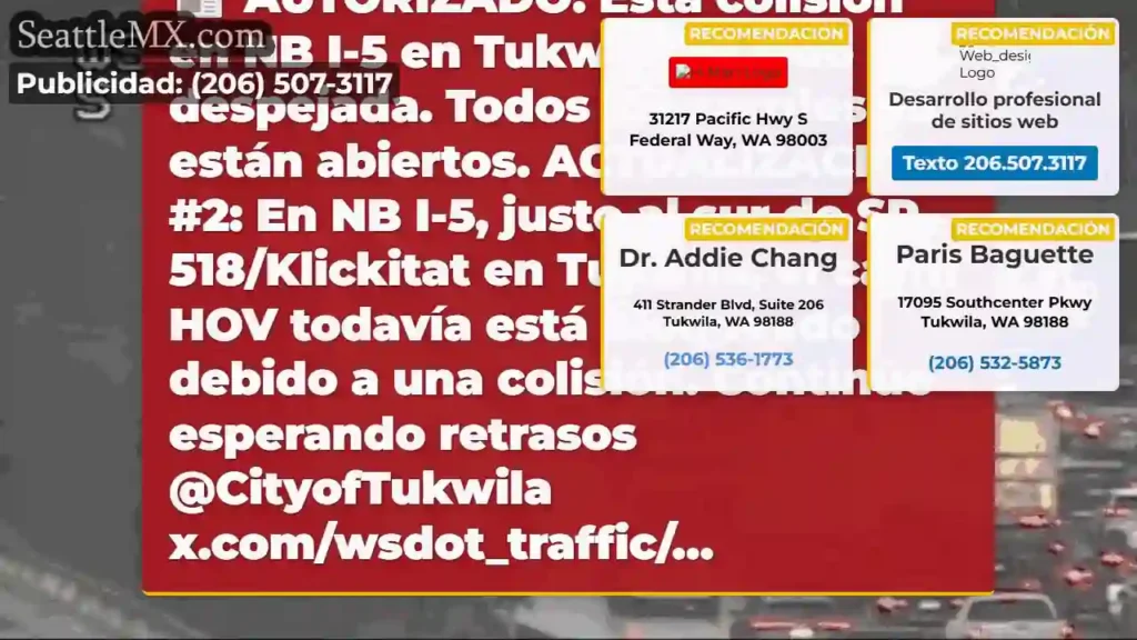 Noticias de transporte de Seattle 11 AUTORIZADO: Esta colisión en NB I-5 en Tukwila ha