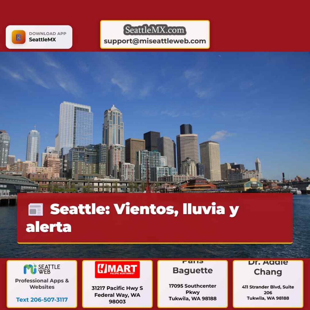 Seattle: Vientos, lluvia y alerta