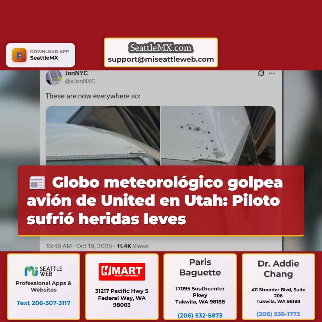 Globo meteorológico golpea avión de United en