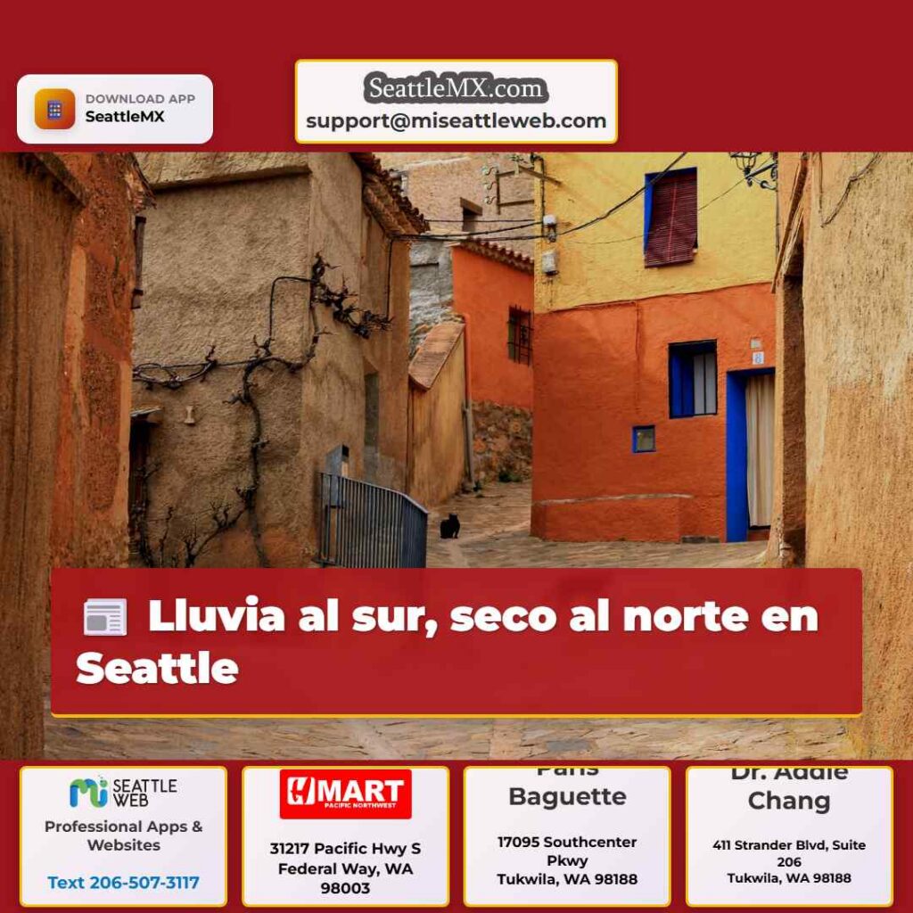 Lluvia al sur, seco al norte en Seattle