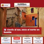 Lluvia al sur seco al norte en Seattle