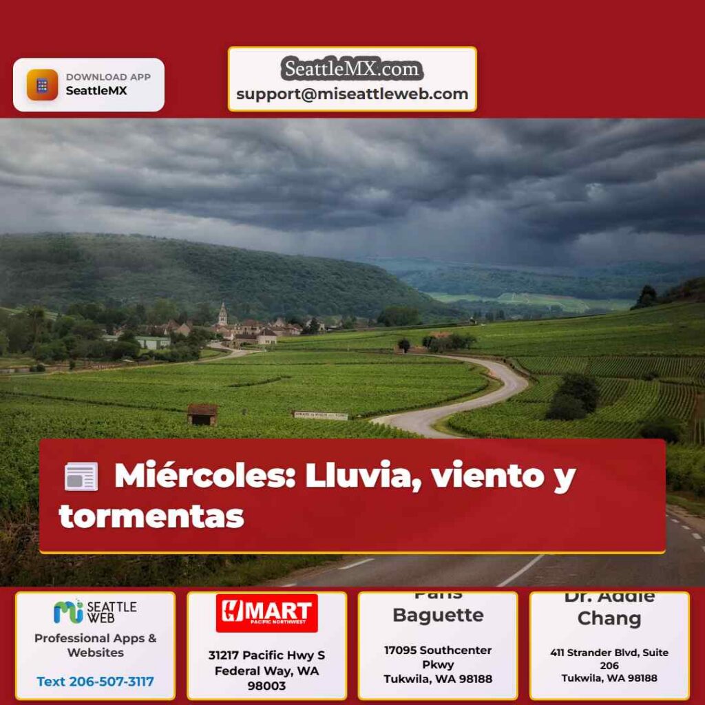 Miércoles: Lluvia, viento y tormentas