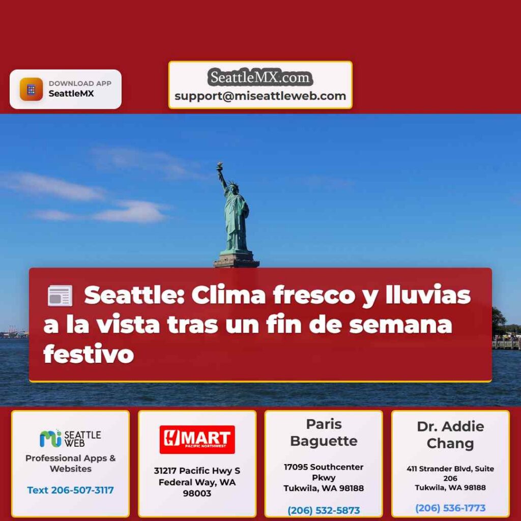 Seattle: Clima fresco y lluvias a la vista tras