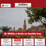 Niebla temprana y tiempo lluvioso más tarde en Seattle