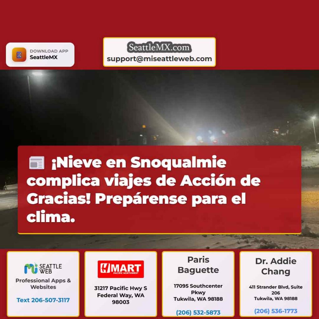¡Nieve en Snoqualmie complica viajes de Acción de