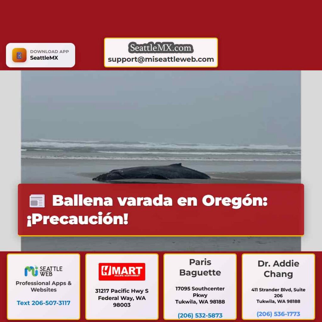 Ballena varada en Oregón: ¡Precaución!