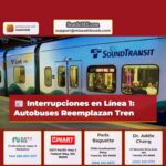Interrupciones en la Línea 1 del Tren Ligero de Seattle Servicio de Autobuses de Traslado por Mantenimiento