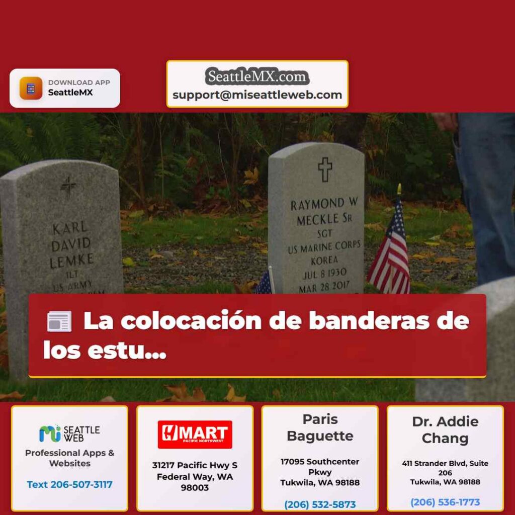 La colocación de banderas de los estu...