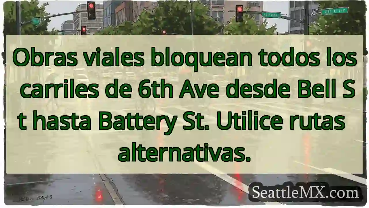 Obras viales bloquean todos los carriles de 6th