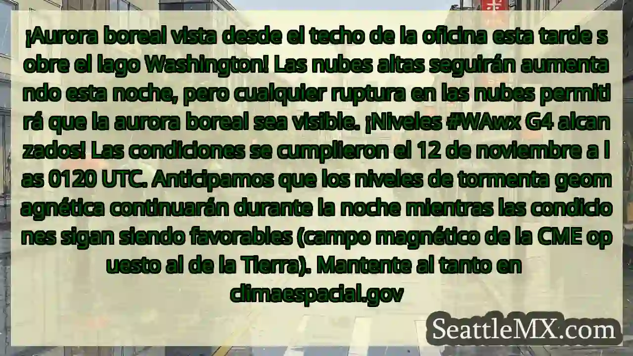 ¡Aurora boreal vista desde el techo de la oficina