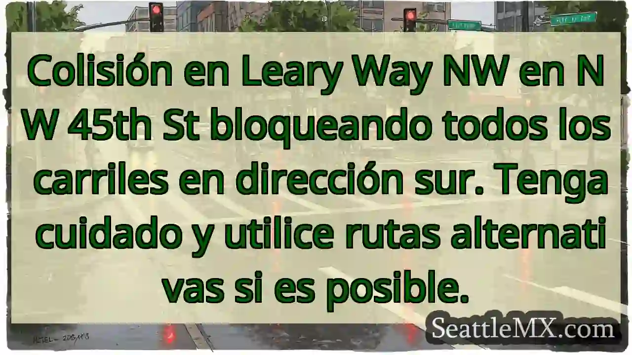 Colisión en Leary Way NW en NW 45th St bloqueando