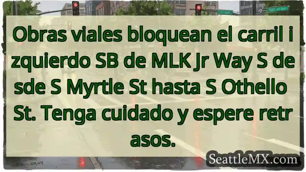 Obras viales bloquean el carril izquierdo SB de