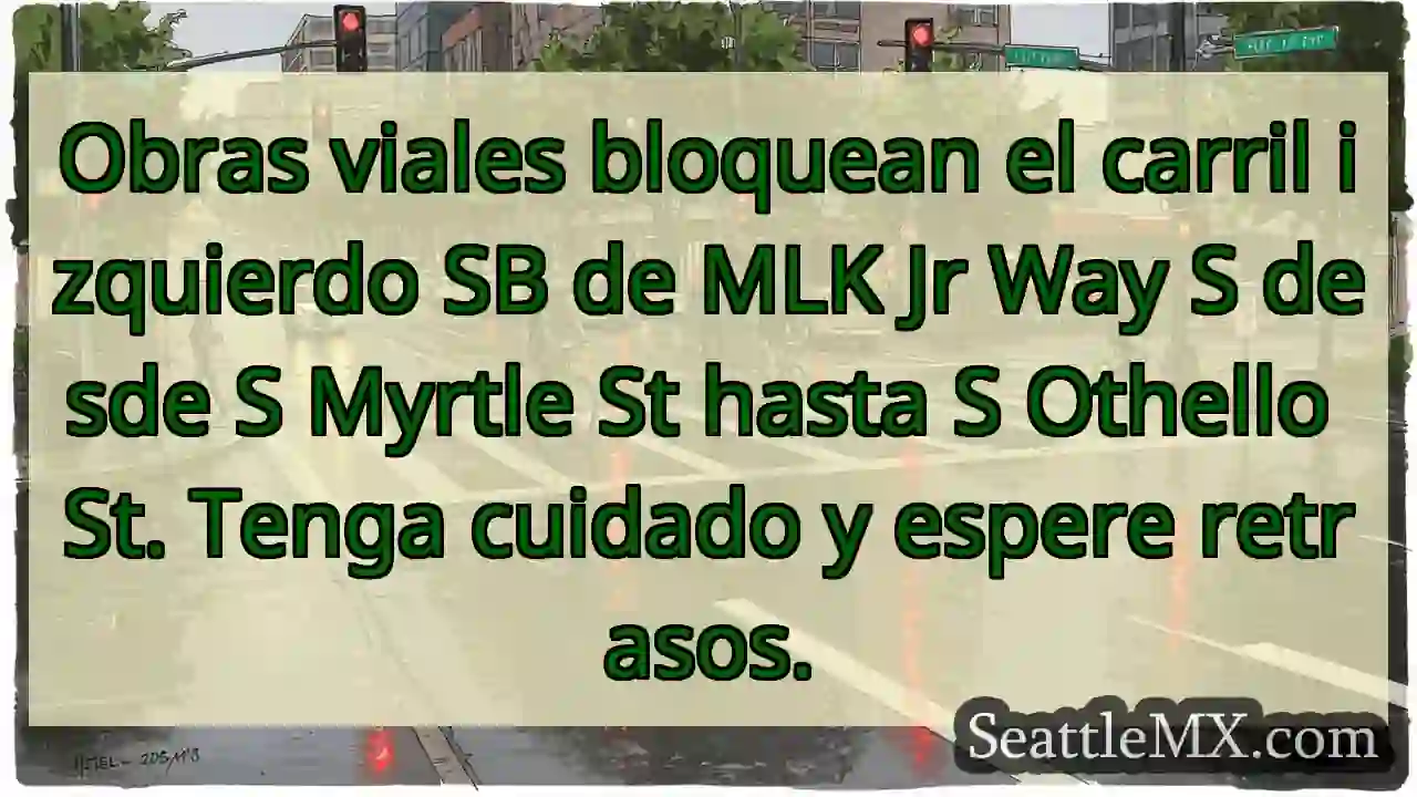 Obras viales bloquean el carril izquierdo SB de 1 Obras viales bloquean el carril izquierdo SB de