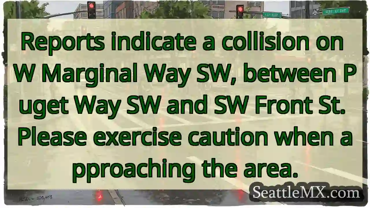 Collision on W Marginal Way SW. Use caution.