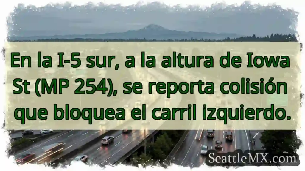 ¡Accidente! Carril izquierdo bloqueado I-5 Sur.