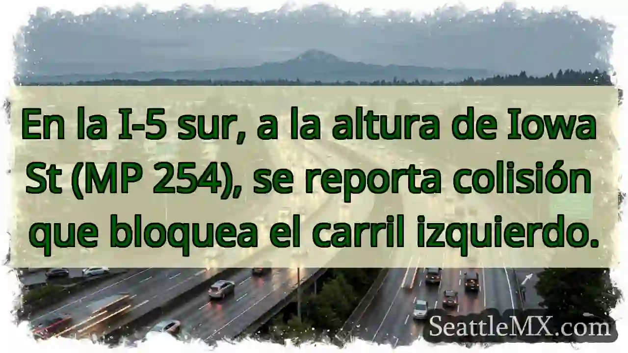¡Accidente! Carril izquierdo bloqueado I-5 Sur.