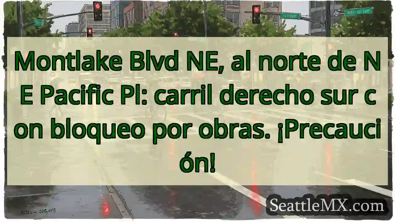 ¡Cuidado! Obra en Montlake Blvd NE.
